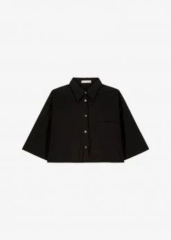 The Frankie Shop CLOTHING Odem Cropped Shirt - Black