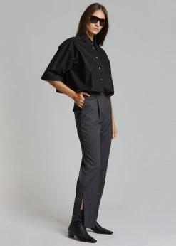 The Frankie Shop CLOTHING Odem Cropped Shirt - Black