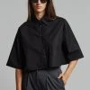 The Frankie Shop CLOTHING Odem Cropped Shirt - Black