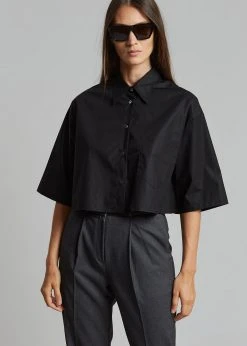 The Frankie Shop CLOTHING Odem Cropped Shirt - Black