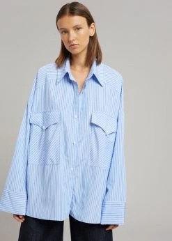 The Frankie Shop CLOTHING Orson Pocket Shirt - Blue Stripe