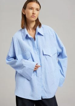 The Frankie Shop CLOTHING Orson Pocket Shirt - Blue Stripe