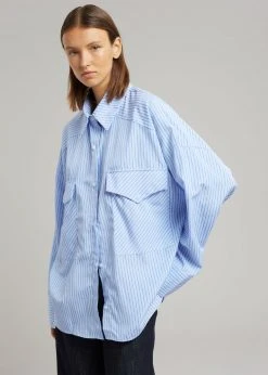 The Frankie Shop CLOTHING Orson Pocket Shirt - Blue Stripe