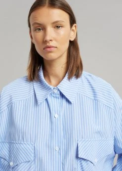 The Frankie Shop CLOTHING Orson Pocket Shirt - Blue Stripe