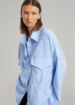 The Frankie Shop CLOTHING Orson Pocket Shirt - Blue Stripe