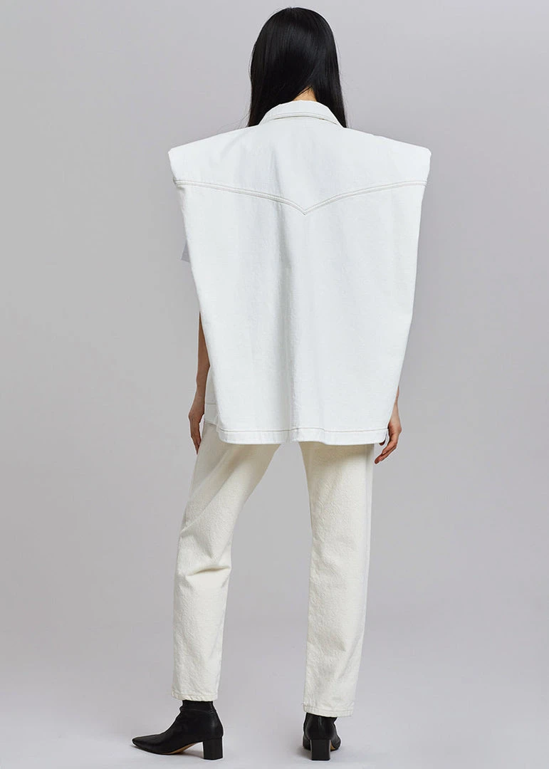 Another.J CLOTHING Ossa Padded Denim Vest - White 7 Another.J CLOTHING Ossa Padded Denim Vest - White