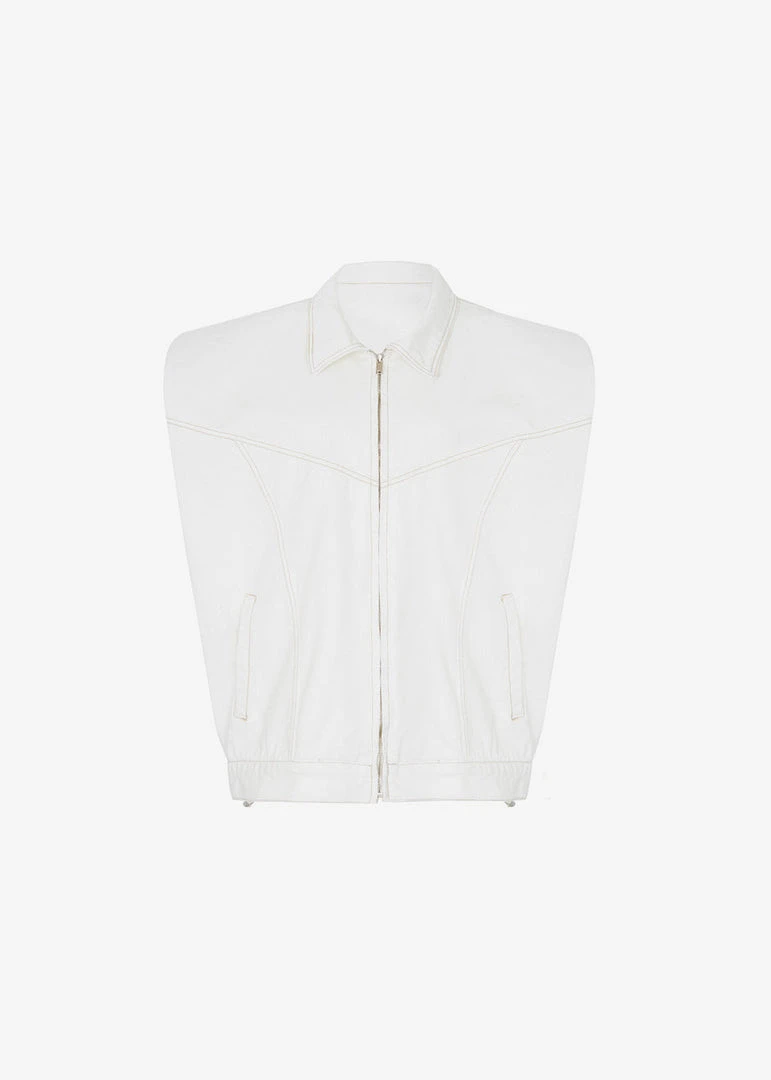 Another.J CLOTHING Ossa Padded Denim Vest - White 8 Another.J CLOTHING Ossa Padded Denim Vest - White