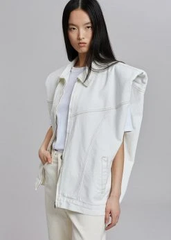 Another.J CLOTHING Ossa Padded Denim Vest - White 12 Another.J CLOTHING Ossa Padded Denim Vest - White