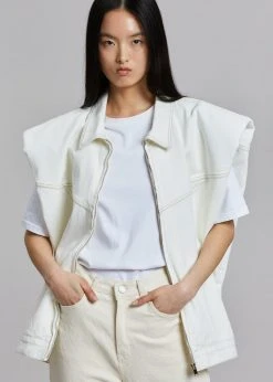 Another.J CLOTHING Ossa Padded Denim Vest - White 13 Another.J CLOTHING Ossa Padded Denim Vest - White