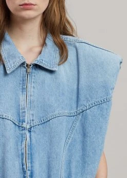 Another.J CLOTHING Ossa Padded Denim Vest - Worn Wash