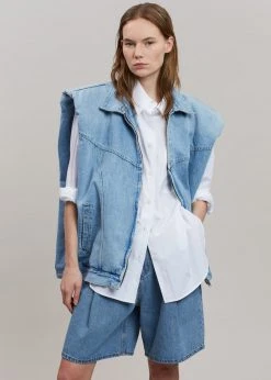 Another.J CLOTHING Ossa Padded Denim Vest - Worn Wash