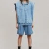 Another.J CLOTHING Ossa Padded Denim Vest - Worn Wash