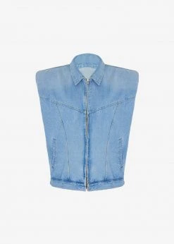 Another.J CLOTHING Ossa Padded Denim Vest - Worn Wash