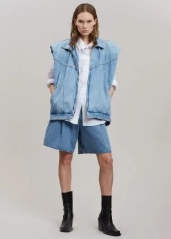 Another.J CLOTHING Ossa Padded Denim Vest - Worn Wash