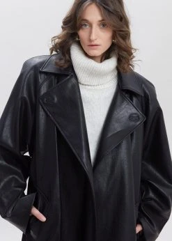 Paper Moon Henna Oversized Faux Leather Trench - Black CLOTHING 19 Paper Moon Henna Oversized Faux Leather Trench - Black CLOTHING