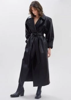 Paper Moon Henna Oversized Faux Leather Trench - Black CLOTHING 18 Paper Moon Henna Oversized Faux Leather Trench - Black CLOTHING