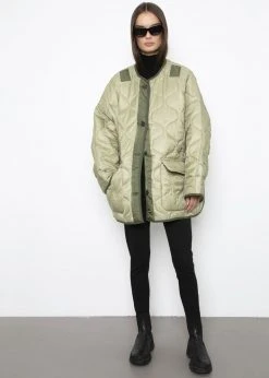 The Frankie Shop Teddy Quilted Jacket - Moss Green CLOTHING