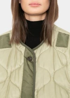 The Frankie Shop Teddy Quilted Jacket - Moss Green CLOTHING