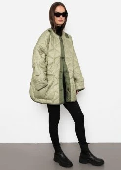The Frankie Shop Teddy Quilted Jacket - Moss Green CLOTHING