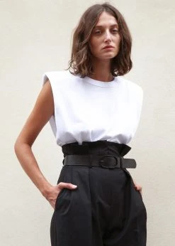 The Frankie Shop Eva Padded Shoulder Muscle T-Shirt - White CLOTHING 12 The Frankie Shop Eva Padded Shoulder Muscle T-Shirt - White CLOTHING