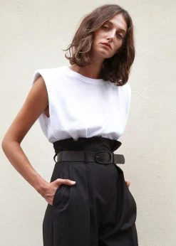 The Frankie Shop Eva Padded Shoulder Muscle T-Shirt - White CLOTHING