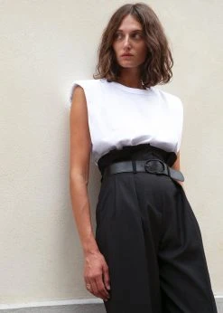 The Frankie Shop Eva Padded Shoulder Muscle T-Shirt - White CLOTHING 11 The Frankie Shop Eva Padded Shoulder Muscle T-Shirt - White CLOTHING