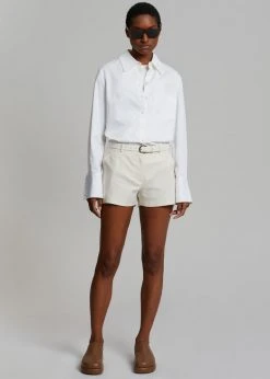 The Frankie Shop CLOTHING Palma Linen Shorts - Oat Melange 18 The Frankie Shop CLOTHING Palma Linen Shorts - Oat Melange