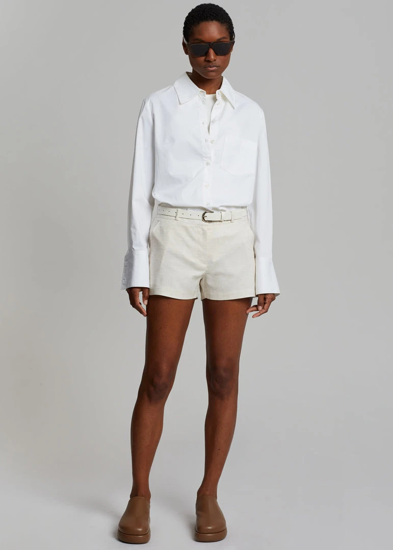 The Frankie Shop CLOTHING Palma Linen Shorts - Oat Melange 7 The Frankie Shop CLOTHING Palma Linen Shorts - Oat Melange