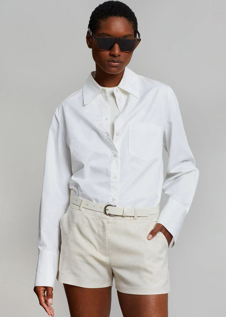 The Frankie Shop CLOTHING Palma Linen Shorts - Oat Melange 4 The Frankie Shop CLOTHING Palma Linen Shorts - Oat Melange