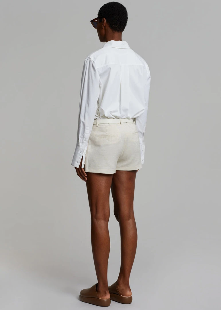 The Frankie Shop CLOTHING Palma Linen Shorts - Oat Melange 8 The Frankie Shop CLOTHING Palma Linen Shorts - Oat Melange