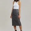 The Frankie Shop Patti Faux Leather Skirt - Charcoal CLOTHING