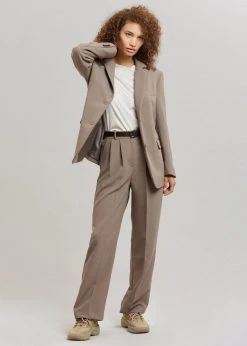 The Frankie Shop CLOTHING Payli Belted Suit Pants - Mocha