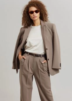 The Frankie Shop CLOTHING Payli Belted Suit Pants - Mocha
