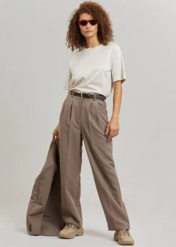 The Frankie Shop CLOTHING Payli Belted Suit Pants - Mocha