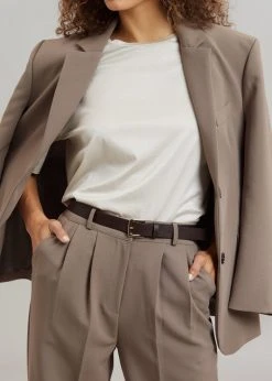 The Frankie Shop CLOTHING Payli Belted Suit Pants - Mocha