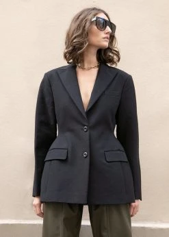 The Frankie Shop Colette Hourglass Blazer - Black CLOTHING