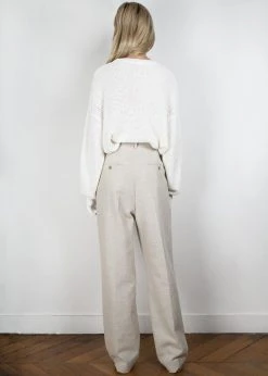 The Frankie Shop Pace Pleated Linen Blend Pants - Sand