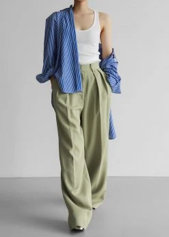 The Frankie Shop CLOTHING Port Pleated Pants - Sage 22 The Frankie Shop CLOTHING Port Pleated Pants - Sage
