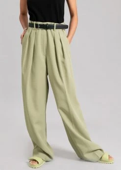 The Frankie Shop CLOTHING Port Pleated Pants - Sage 24 The Frankie Shop CLOTHING Port Pleated Pants - Sage