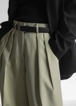 The Frankie Shop CLOTHING Port Pleated Pants - Sage