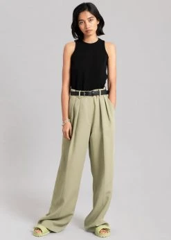 The Frankie Shop CLOTHING Port Pleated Pants - Sage 19 The Frankie Shop CLOTHING Port Pleated Pants - Sage