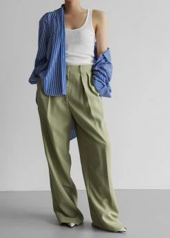 The Frankie Shop CLOTHING Port Pleated Pants - Sage 32 The Frankie Shop CLOTHING Port Pleated Pants - Sage