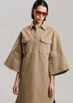 CLOTHING REMAIN Bonny Shirt Dress - Greige