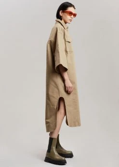 CLOTHING REMAIN Bonny Shirt Dress - Greige