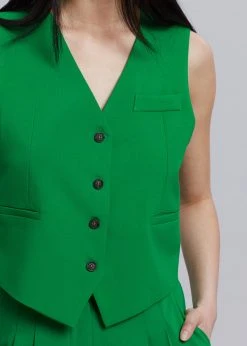 The Frankie Shop Rina Vest - Kelly Green CLOTHING