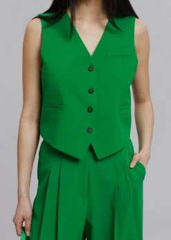 The Frankie Shop Rina Vest - Kelly Green CLOTHING