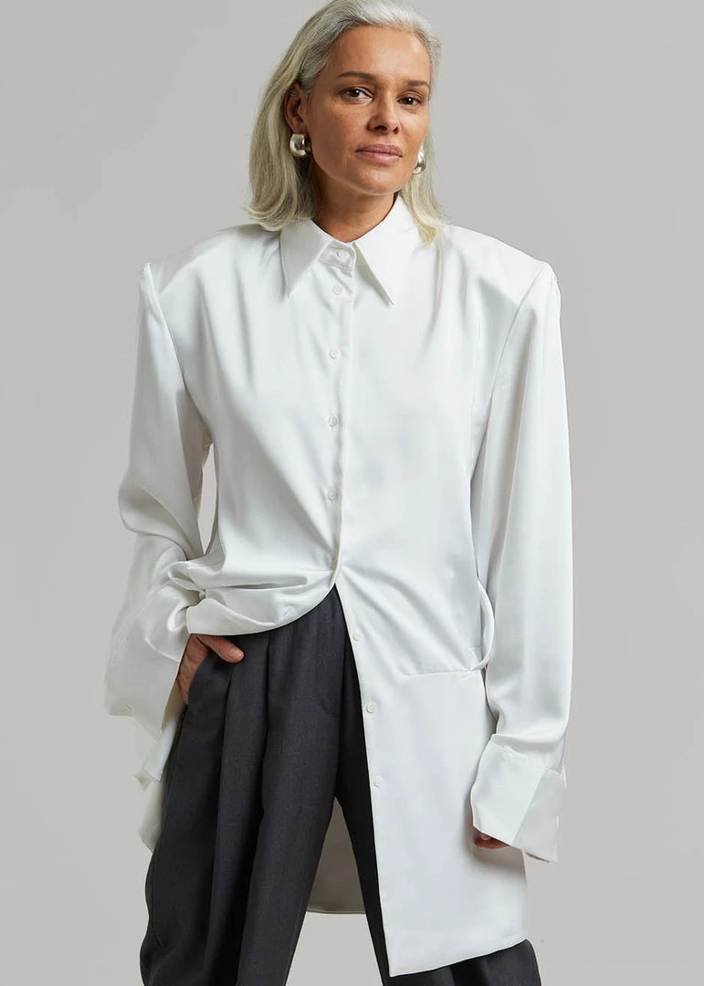 The Frankie Shop Rives Shirt Dress - Optic White CLOTHING 2 The Frankie Shop Rives Shirt Dress - Optic White CLOTHING