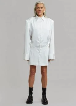 The Frankie Shop Rives Shirt Dress - Optic White CLOTHING 11 The Frankie Shop Rives Shirt Dress - Optic White CLOTHING