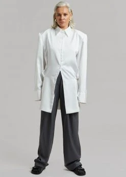 The Frankie Shop Rives Shirt Dress - Optic White CLOTHING 10 The Frankie Shop Rives Shirt Dress - Optic White CLOTHING