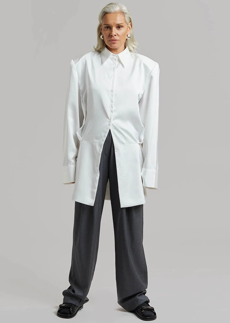 The Frankie Shop Rives Shirt Dress - Optic White CLOTHING 3 The Frankie Shop Rives Shirt Dress - Optic White CLOTHING